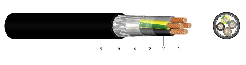 2YSLCYK - EMV Kombinirani priključni kabel s bakrenim opletom